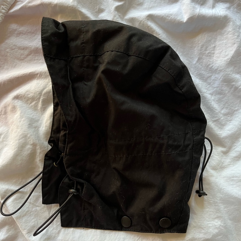 Barbour waxed storm hood with quilted lining black